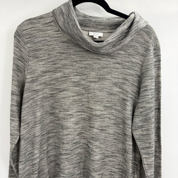 Pure J Jill Gray Cotton Mock Split Neck Pockets Retro Career dress medium MP - Picture 3 of 13